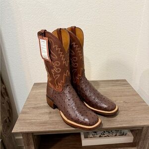 Men's Brown Lucchese Ostrich Boots
